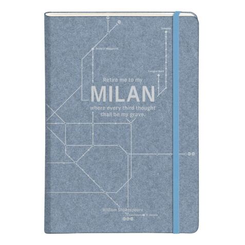 Jeans métro, Carnet rembordé rigide A5 - 14,8 x 21 cm, 96 pages, ligné, poche à soufflet, ass. - Bleu jeans