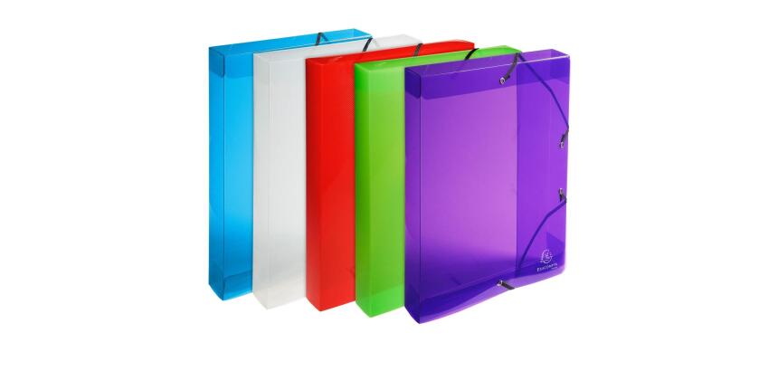 Boite de classement Exabox Dos 40mm Polypropylène Crystal Colours - A4 - Couleurs assorties