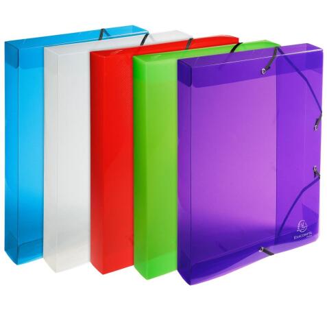 Boite de classement Exabox Dos 40mm Polypropylène Crystal Colours - A4 - Couleurs assorties