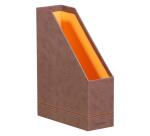 Rhodiarama Porte-revues, en similicuir,10x25x31 cm. - Chocolat