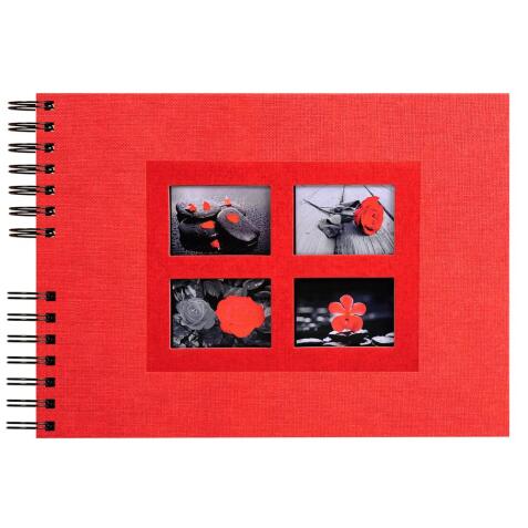 Exacompta - Cod. 16245E - 1 Album foto spiralato per 100 foto - 50 pagine nere - PASSION - 32x22cm - Rosso