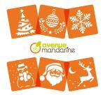 Set de 6 pochoirs enfants, Noël - Orange