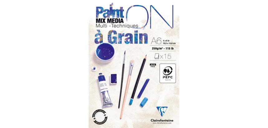 Bloc Paint'On encollé à grain A6 15 feuilles 250g