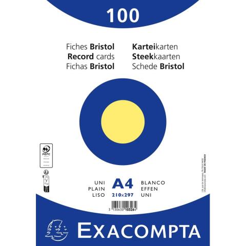 Fichas de cartulina bristol 205 g/m2 - Liso - 210x297 mm - Amarillo