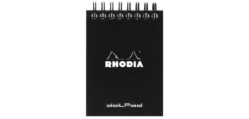Bloc reliure intégrale Rhodia Classic 7,5x10,5 cm 80 feuillets dot microperforé 80g - Noir