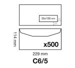 Boite de 500 Enveloppes Blanches DL2-114x229mm - Gommées Mécanisables - 80g/m2 - Fenêtre Papier Cristal 35x100 (position 20/20) - pour machine de mise sous pli automatique - Blanc