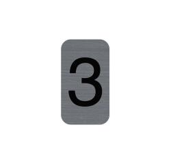 Plaque adhésive imitation Aluminium Chiffre 3 2,5x4,4 cm - Gris