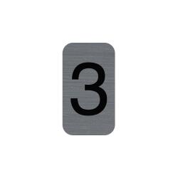 Sign adhesive aluminium effect Number 3 2.5x4.4 cm - Grey