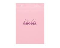 Bloc agrafé Rhodia Couleurs Rose N°16 A5 14,8 x 21 cm 80 feuillets petits carreaux 5x5 80g. Ultra-fonctionnel et ultra-simple, le bloc Rhodia est LA référence des blocs agrafés ! 80 feuillets détachables microperforés, réglure rose. Sole cartonnée rigide permettant la prise de note même sans appui. Papier Clairefontaine vélin surfin 80 g/m2 certifié FSC. - Rose