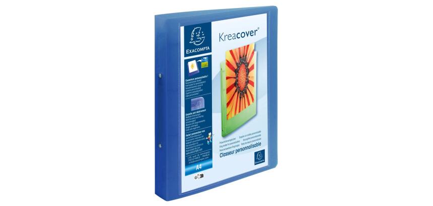 Classeur 2 anneaux plastifié Exacompta Kreacover® personnalisable A4 maxi - Dos 4 cm couleurs assorties