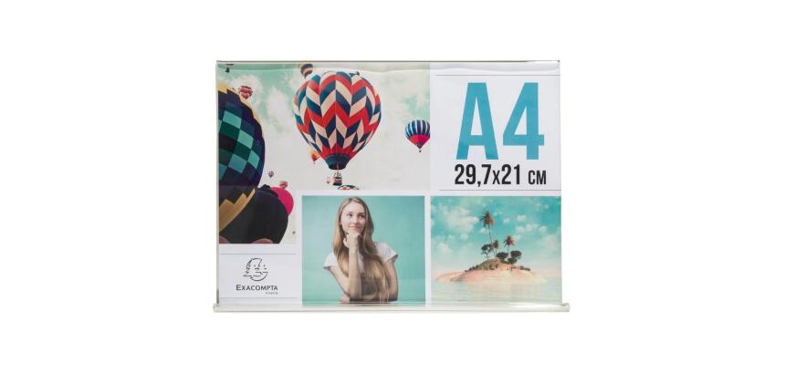 Slanted sign holder horizontal A4 clear - Crystal