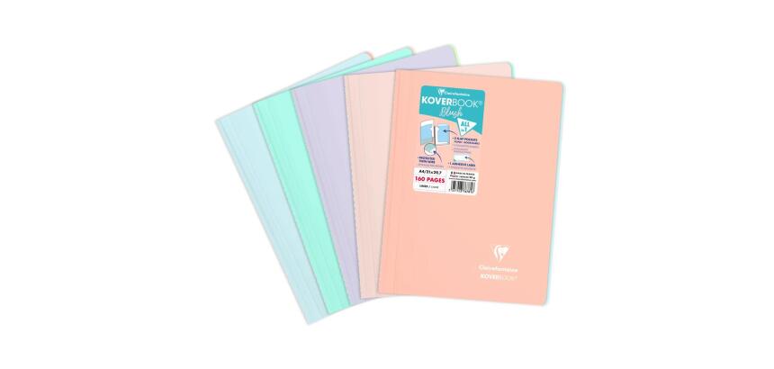 Cahier reliure intégrale enveloppante Koverbook Blush A4 160 pages ligné couverture polypropylène opaque bicolore - Assortis