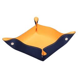 Rhodiarama vide-poche réversible simili cuir italien 12x12x4,5 cm - Bleu nuit