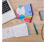 Carnet de fiches de révision Linicolor FRESH reliure intégrale 15,2x10,2 cm 50 fiches ligné 5 bandes de couleurs couverture plastique polypropyène rainuré - Bleu