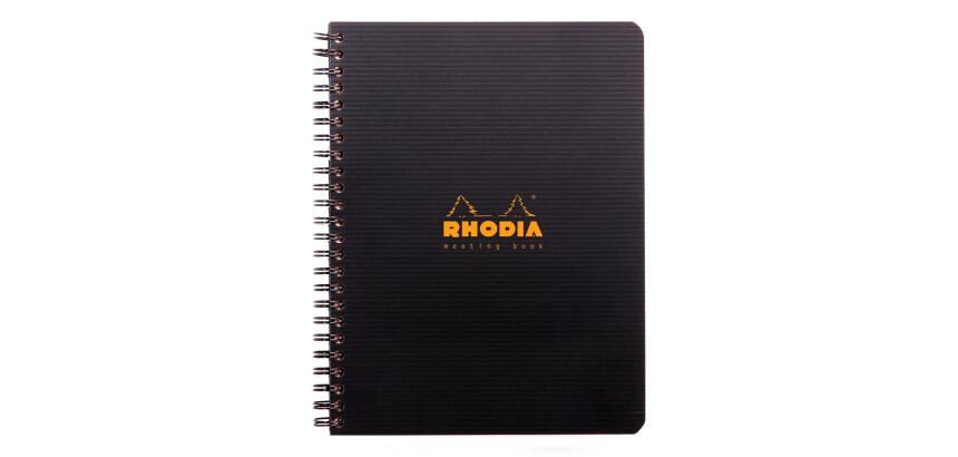Meetingbook Rhodiactive 90g reliure intégrale A5+ 160 pages microperforé non perforé - Noir
