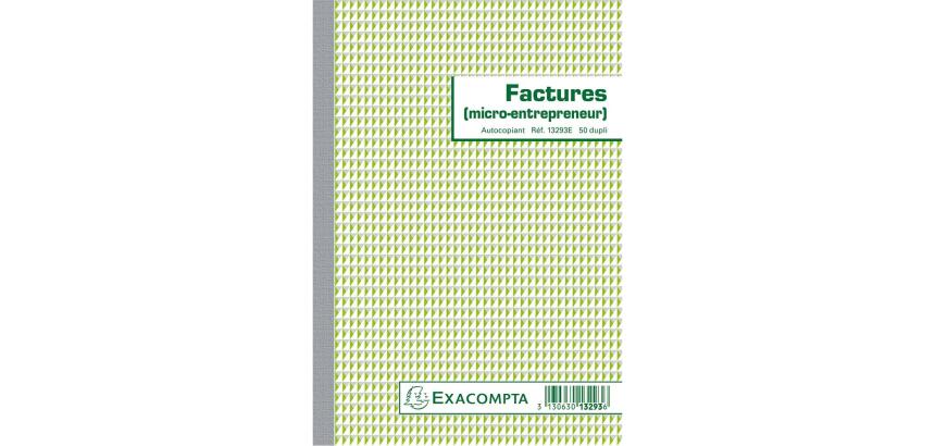 Manifold invoices for micro-entrepreneurs Exacompta 13293E self-copying 21 x 14.8 cm 50 pages 2 copies
