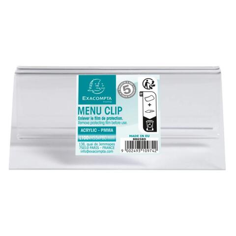 Sujeta-carta CLIP - DL ancho 10 cm - 100x80x40 mm - Cristal