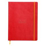 Rhodiarama carnet souple 19x25 cm 160 pages ligné papier ivoire 90g fermeture élastique - Coquelicot