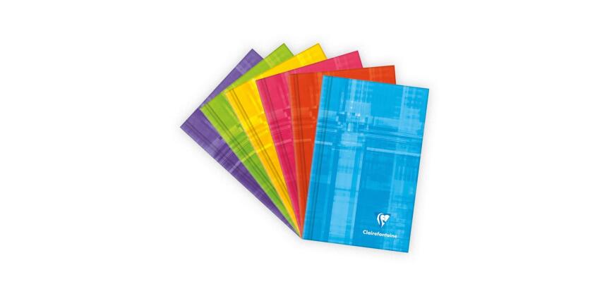 Carnet brochure rembordée rigide 7,5 x 12 cm 96 feuilles petits carreaux couleur aléatoire