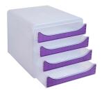 Módulo individual BIG-BOX para documentos A4 + con 4 cajones, ultra-rígido y con stop de seguridad y con stop de seguridad - CHROMA LINE (translucido)