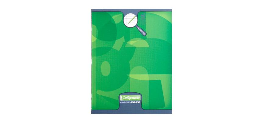 Cahier d'écriture piqué 8000 CARTE 17x22 cm 32 pages grands carreaux 4 mm agrandis 16x16 mm 90 g - Vert