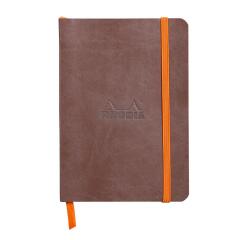 Rhodiarama carnet souple A6 144 pages ligné papier ivoire 90g fermeture élastique - Chocolat