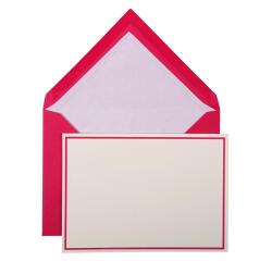 Ensemble 10 cartes + 10 enveloppes C6 Bordées, SOUS SACHET - Framboise