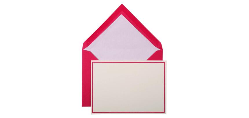 Ensemble 10 cartes + 10 enveloppes C6 Bordées, SOUS SACHET - Framboise