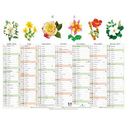 Calendrier Fleurs avec illustrations 43 x 33,5 cm Semestriel 2026