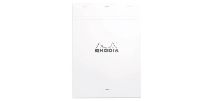 Bloc agrafé Rhodia N°18 21x29,7 cm 80 feuillets ligné avec marge 80g - Blanc