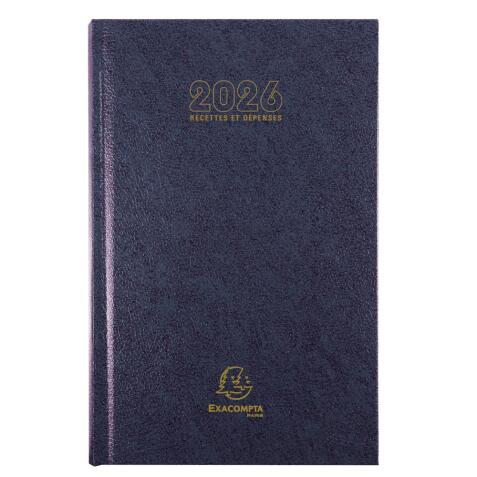 Agenda de bureau Carré Recettes et Dépenses 13,5 x 21 cm Journalier Janvier à décembre 2026 - Couleurs assorties