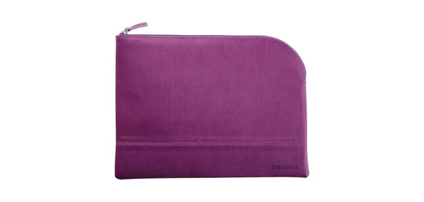 Rhodiarama pochette zippée en simili cuir - taille L (21x28 cm) - Violet