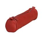 Trousse en cuir Age Bag petite ronde 18,5xØ4 cm - Rouge