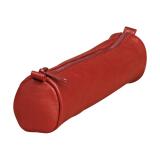 Trousse en cuir Age Bag petite ronde 18,5xØ4 cm - Rouge
