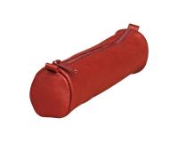 Trousse en cuir Age Bag petite ronde 18,5xØ4 cm - Rouge