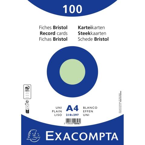 Fichas de cartulina bristol 205 g/m2 - Liso - 210x297 mm - Verde
