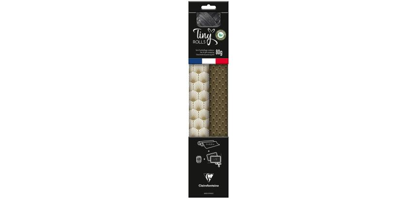 Pack 2TR+bolduc,5x0,35m,pap.aff,or/noir - Noir & Blanc
