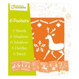 Set de 6 pochoirs enfants, Noël 2 - Orange