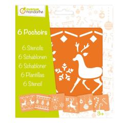 Set de 6 pochoirs enfants, Noël 2 - Orange