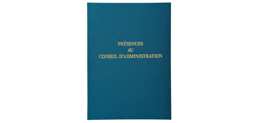 Registre 29,7x21cm - Présence Conseils d'Administration 100 pages. - Bleu