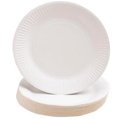 Platos de cartón sin plástico - Ø 23 cm - Blanco