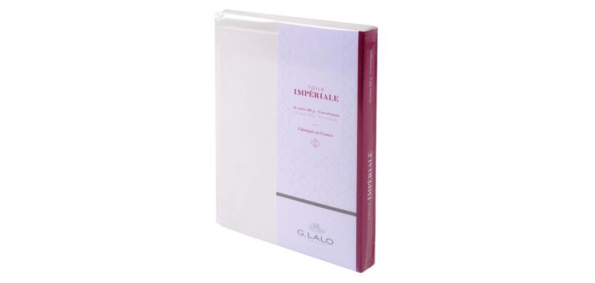 Ensemble 10 cartes + 10 enveloppes C6 Toile Impériale, sous sachet - Blanc