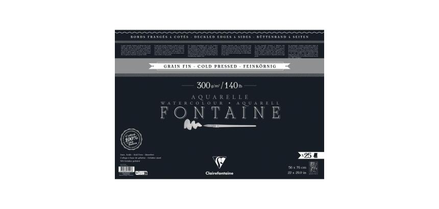 Fontaine Noir paquet 4 bords frangés 25F 56x76cm 300g grain fin