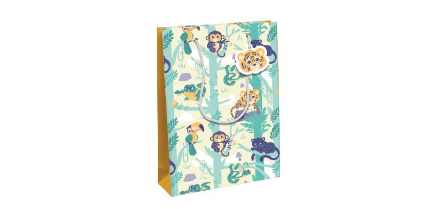 Jungle, kraft blanc, sac large 26,5x14x33 cm - Multicolore