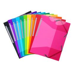 Carpeta con gomas 3 solapas Iderama® PP Polipropileno semi-translucido y glossy - Colores surtidos