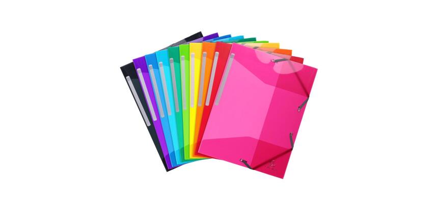 Chemise 3 rabats à élastiques polypropylène 5/10e IDERAMA PP - A4 - Couleurs assorties