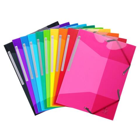 Carpeta con gomas 3 solapas Iderama® PP Polipropileno semi-translucido y glossy - Colores surtidos