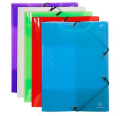 Carpeta Exacompta con gomas 3 solapas Polipropileno 5/10º Crystal Colours - A3 - Colores surtidos