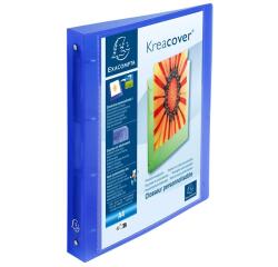 Classeur 4 anneaux plastifié Exacompta Kreacover® personnalisable A4 maxi - Dos 4 cm bleu