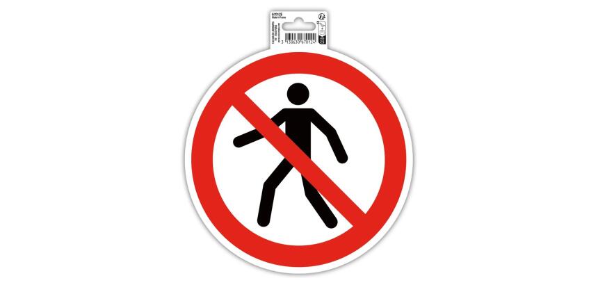Panneau PVC adhésif antidérapant interdit de marcher / circuler 20 cm - Rouge